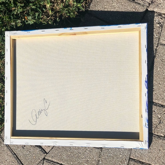 HANDCRAFTED BLUE, PURPLE, SILVER ABSTRACT WAVY ART - Picture 7 of 11